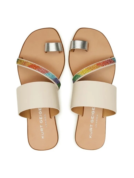 Kurt Geiger Shoes - Kurt Geiger Leather Slip-On Sandals with Rainbow Crystal Straps Women’s 8.5